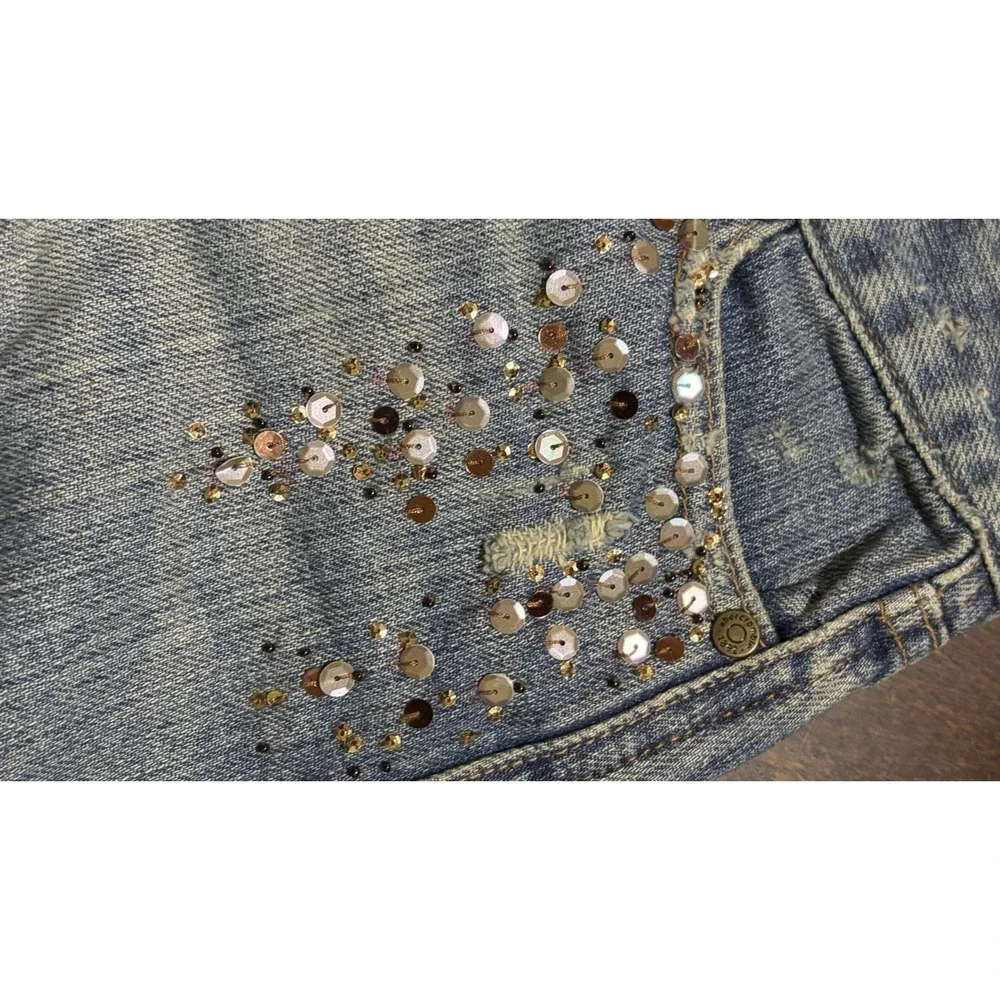Vintage Abercrombie Girls Size 10 Distressed Jean Skirt Bling